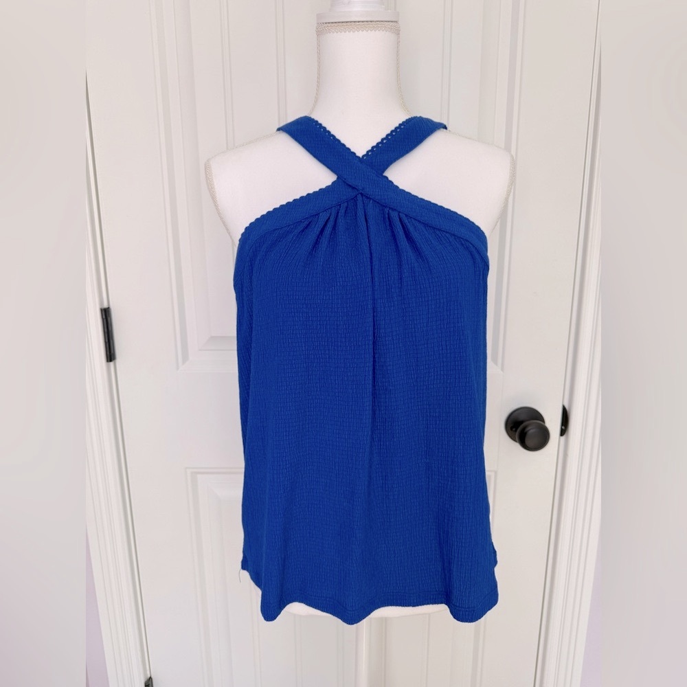 NWT Cable & Gauge Royal Blue Halter Blouse